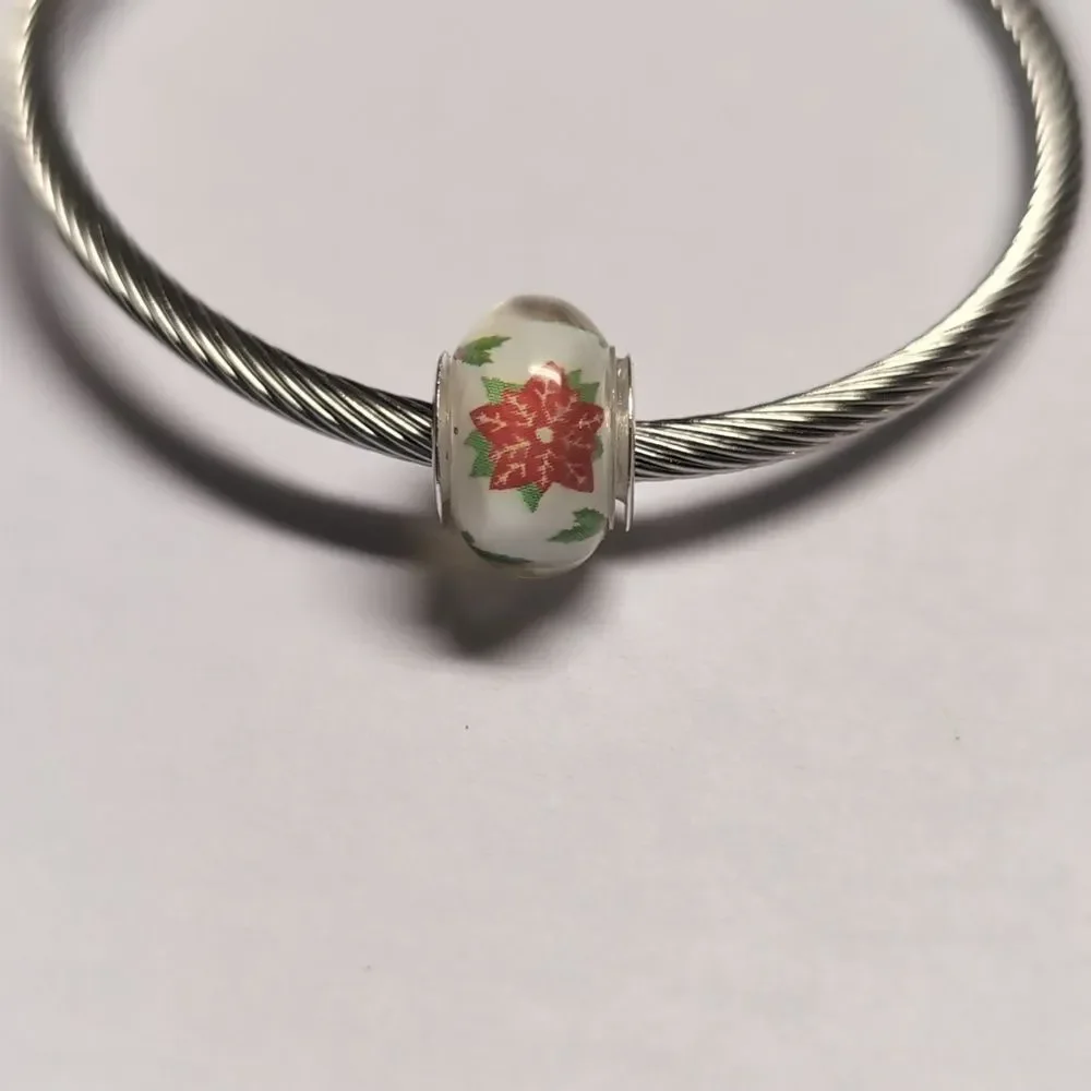 Silver Christmas‎ Holly Charm for Pandora Style Bracelet